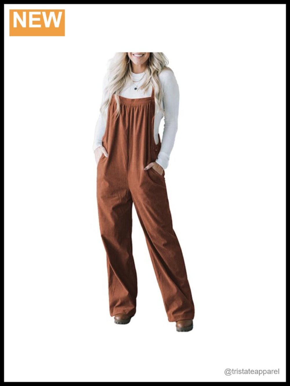Corduroy Wide Leg Overalls Sleeveless Jumpsuit with Pockets